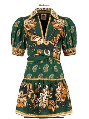 FARM Rio Ayla Short Puff Sleeve Organic Cotton Mini Dress - still in stores